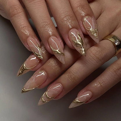 Short wearable nail plate with almonds
