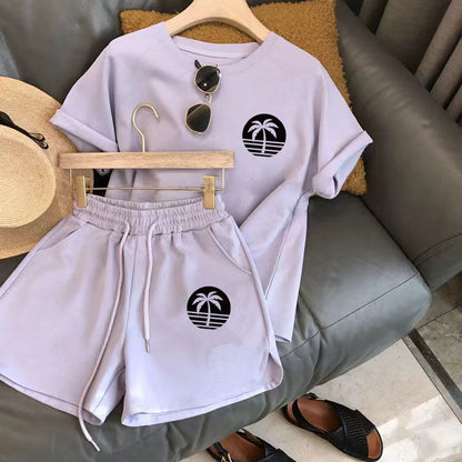 Shorts Sports Printed Letters Casual Two-Piece Set