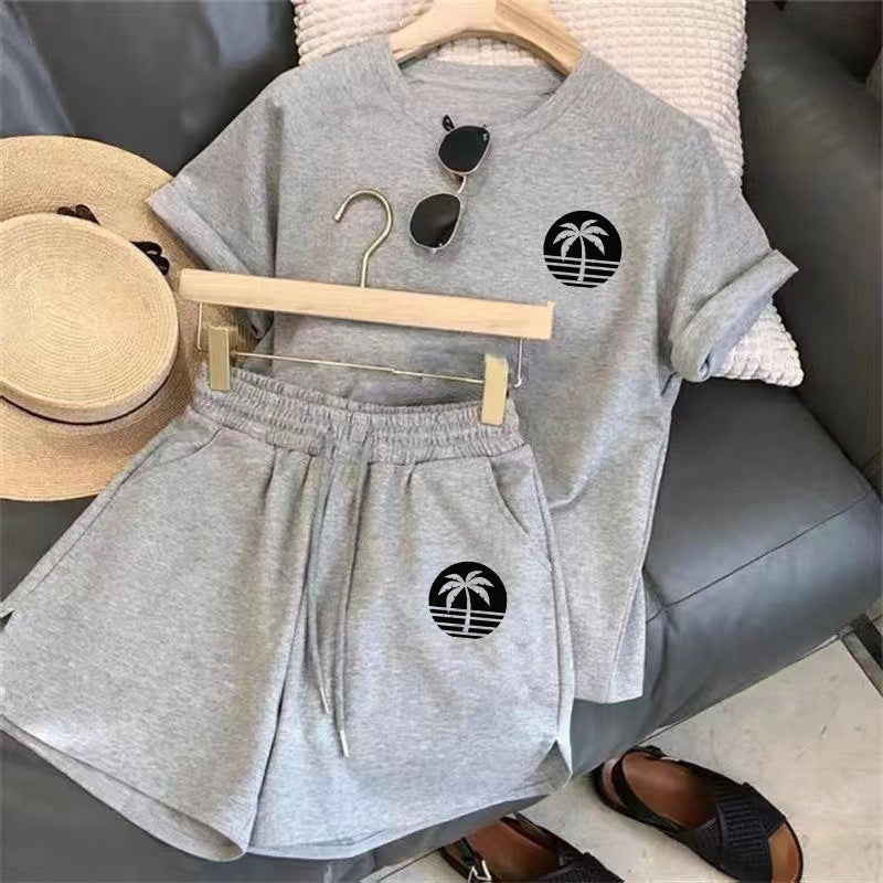 Shorts Sports Printed Letters Casual Two-Piece Set