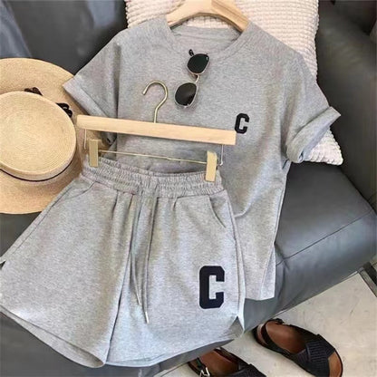 Shorts Sports Printed Letters Casual Two-Piece Set