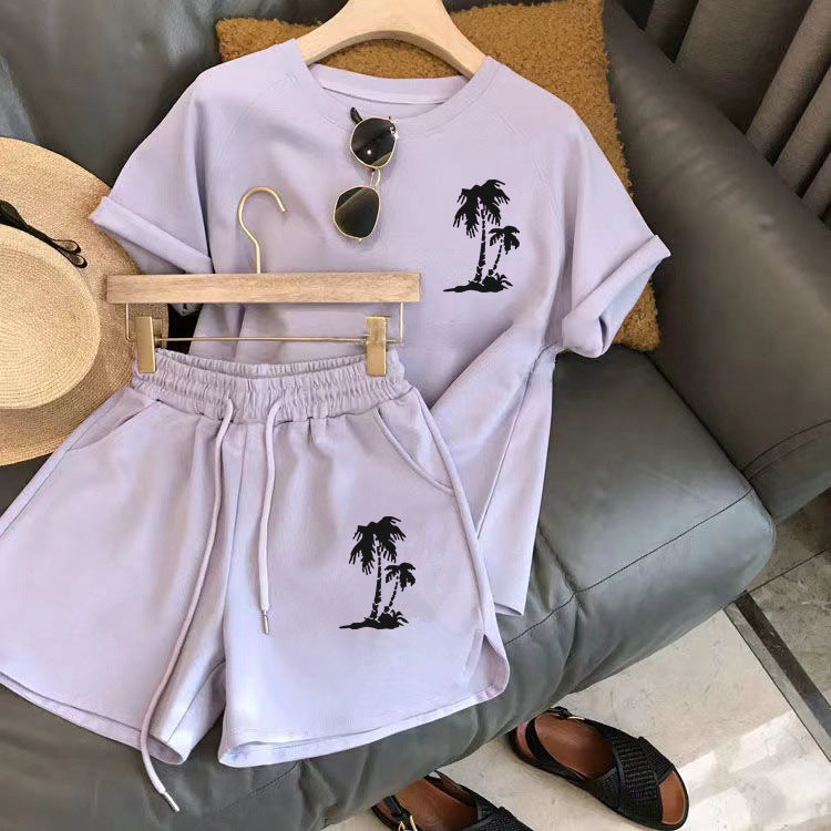 Shorts Sports Printed Letters Casual Two-Piece Set