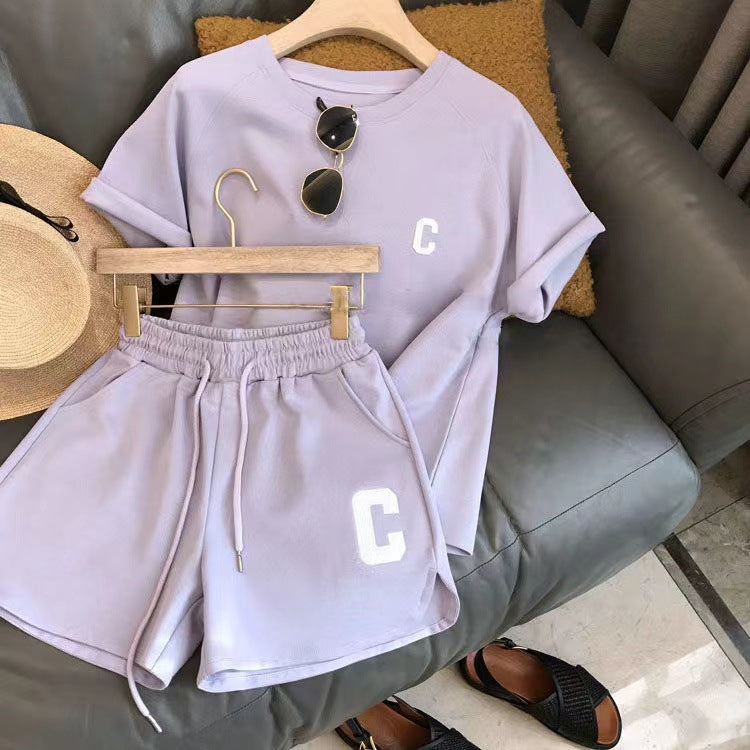 Shorts Sports Printed Letters Casual Two-Piece Set