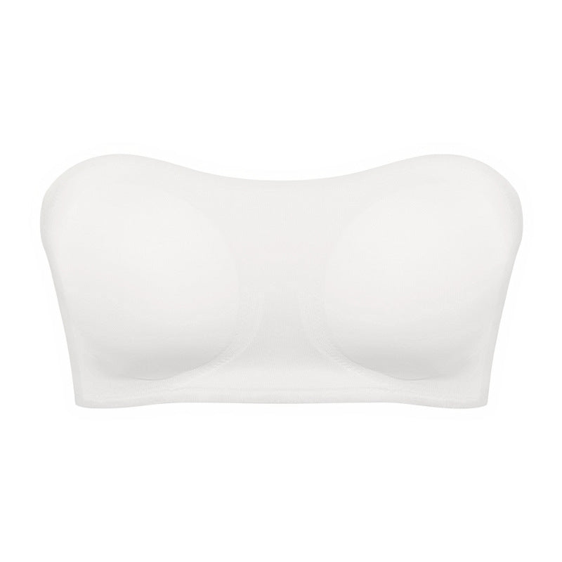 Shoulderless cross-over side-buckle bra