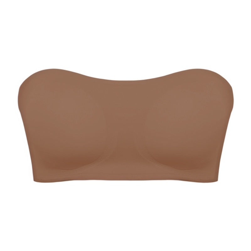 Shoulderless cross-over side-buckle bra