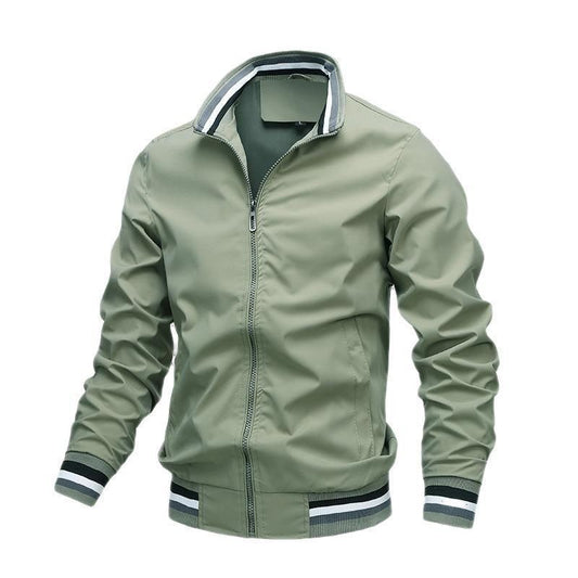 Side-sewn pocket, hoodless casual jacket
