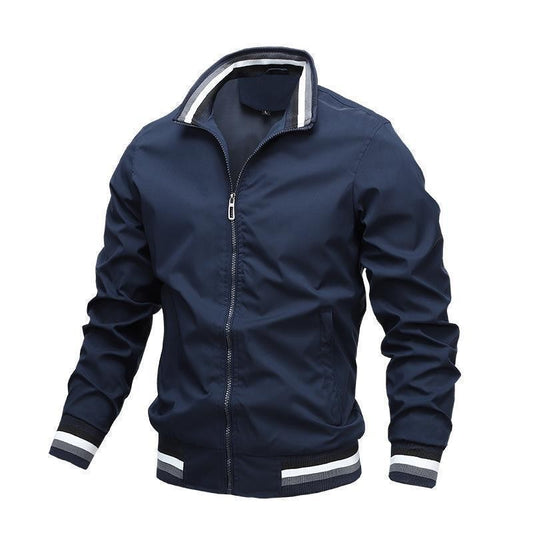 Side-sewn pocket, hoodless casual jacket