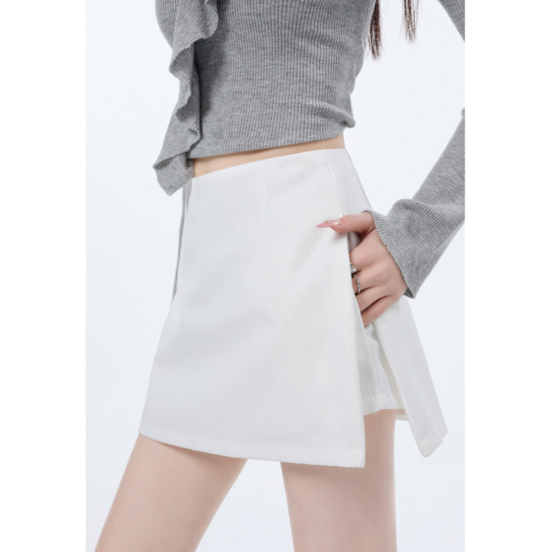 Side Zipper High Waist A-Line Skirt