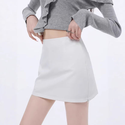 Side Zipper High Waist A-Line Skirt