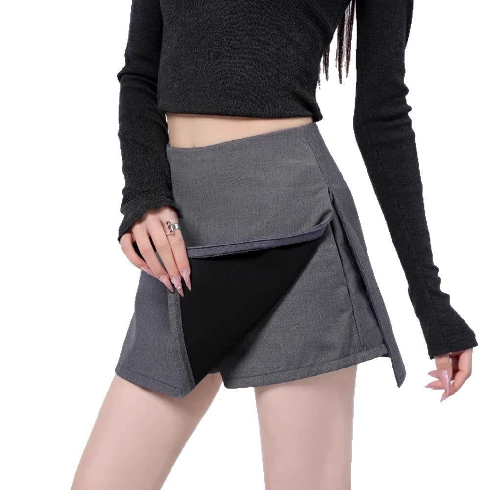 Side Zipper High Waist A-Line Skirt