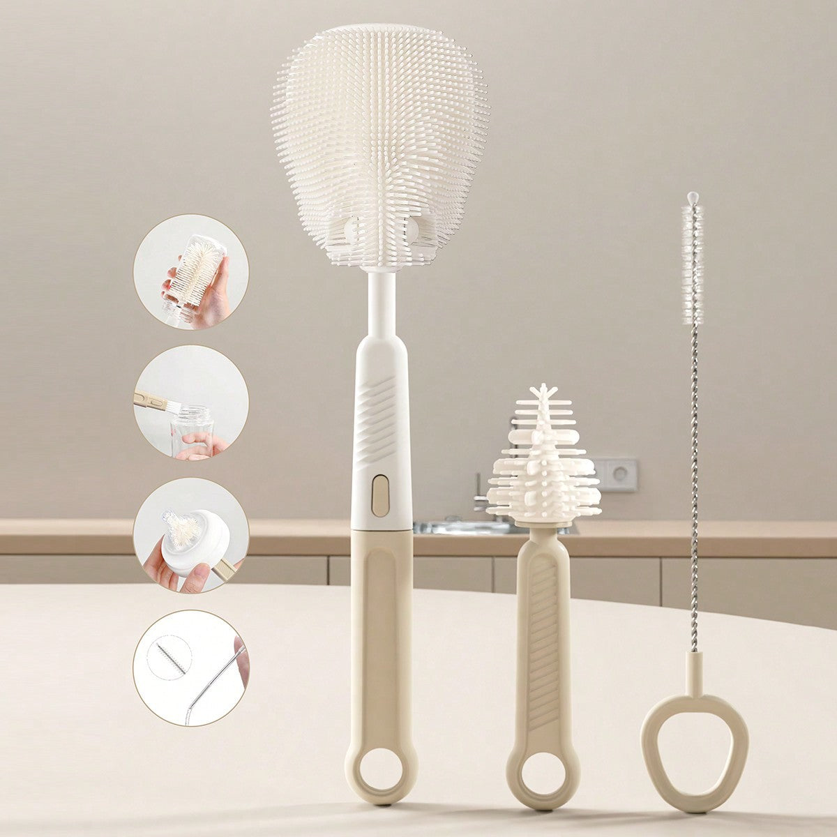 Silicone baby bottle brush set