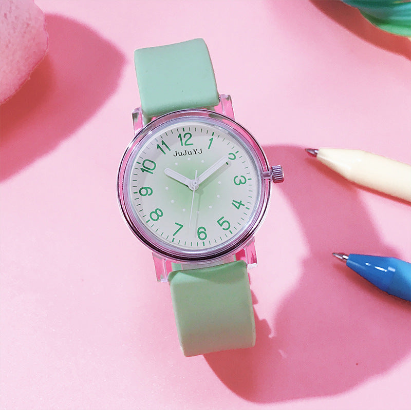 Silicone band student watch waterproof quartz watch