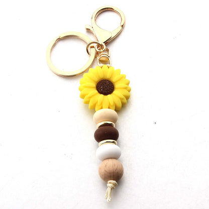 Silicone Daisy Keychain Charm