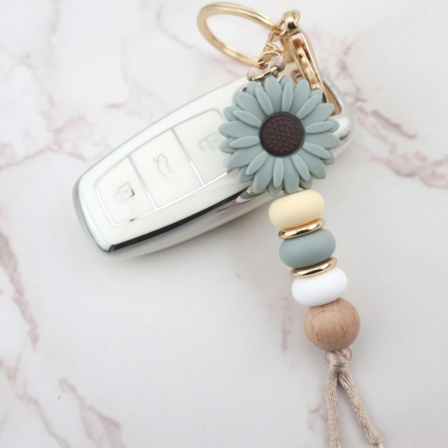 Silicone Daisy Keychain Charm