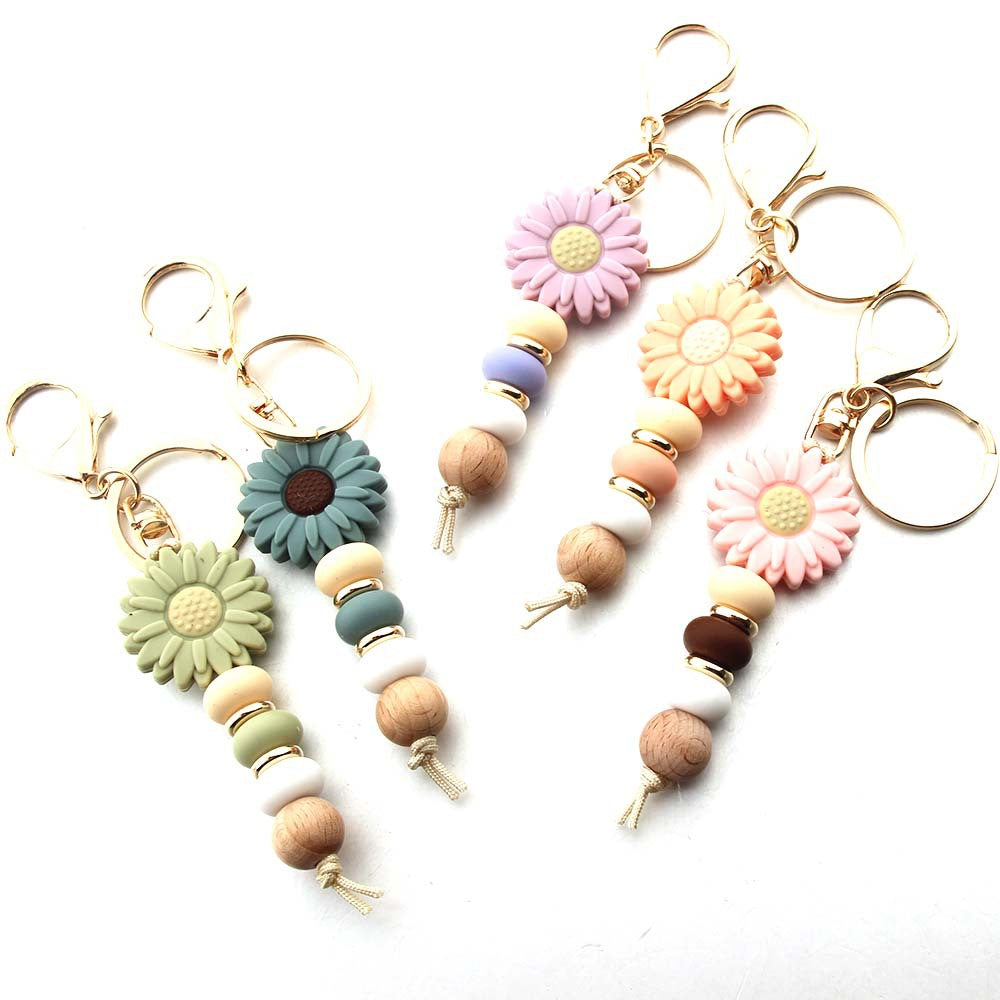 Silicone Daisy Keychain Charm