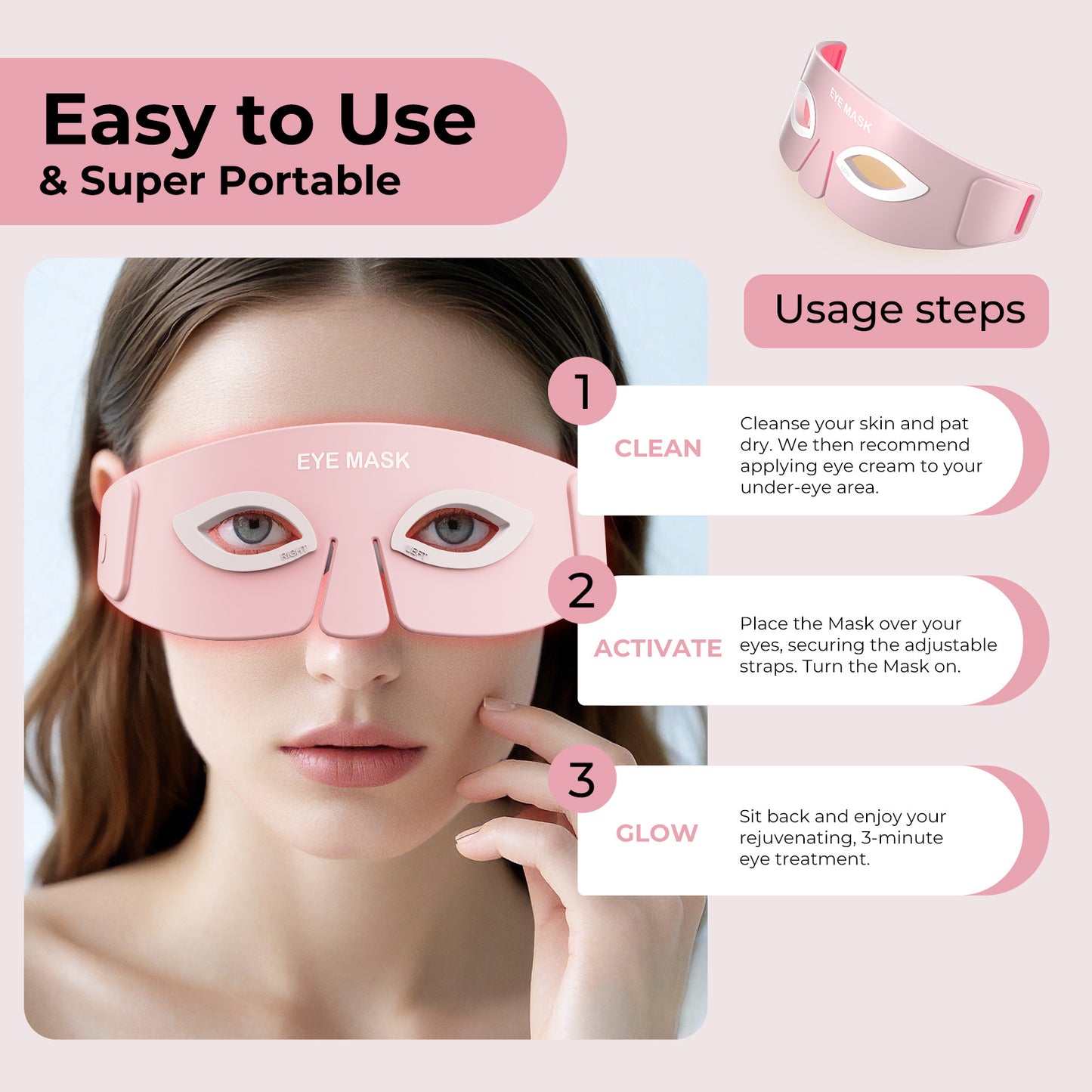 Silicone Eye Massager with Red Light and Heating