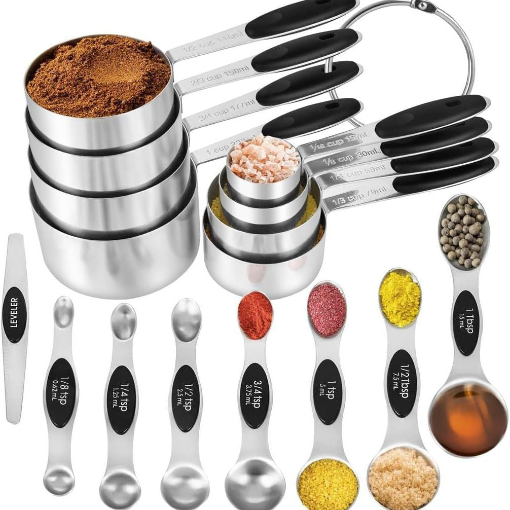 Silicone Handle Measuring Cups Spoons Set
