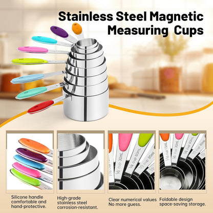 Silicone Handle Measuring Cups Spoons Set