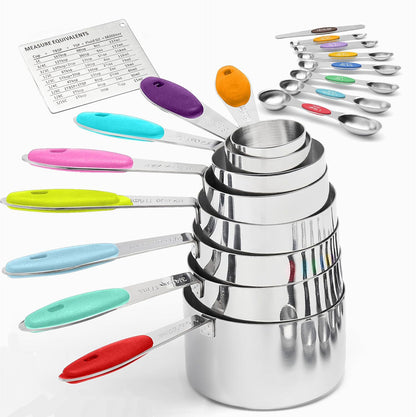 Silicone Handle Measuring Cups Spoons Set