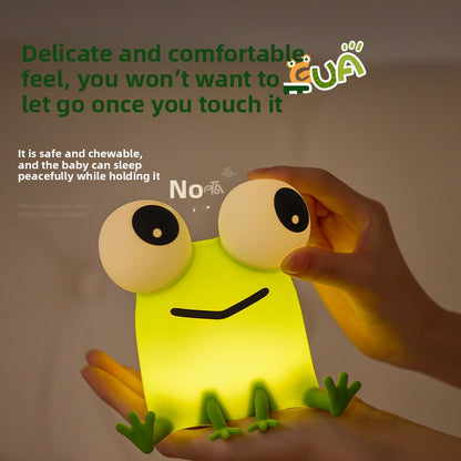 Silicone Night Light in the Shape of a Little Frog – New Tap-Activated Lamp