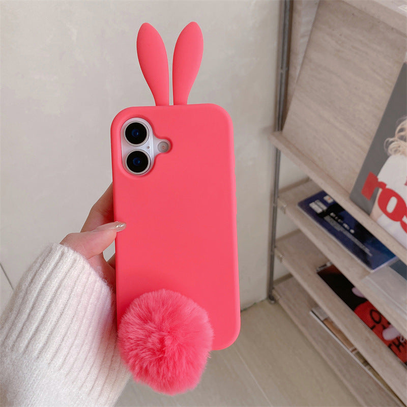 Silicone Plush Rabbit Phone Case for iPhone