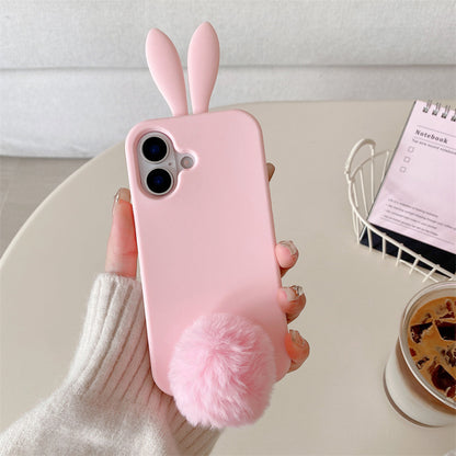 Silicone Plush Rabbit Phone Case for iPhone