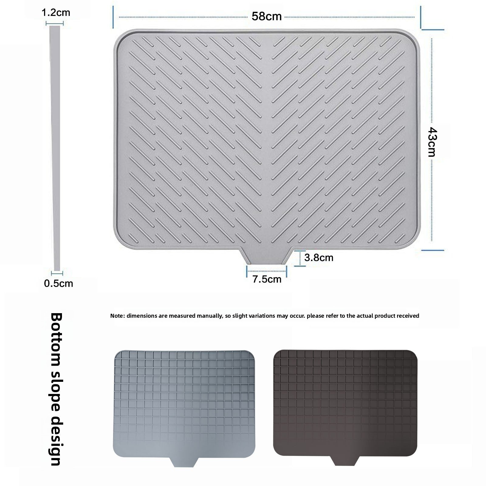 Silicone Slope Drainage Mat Large Square Kitchen Bar Tray