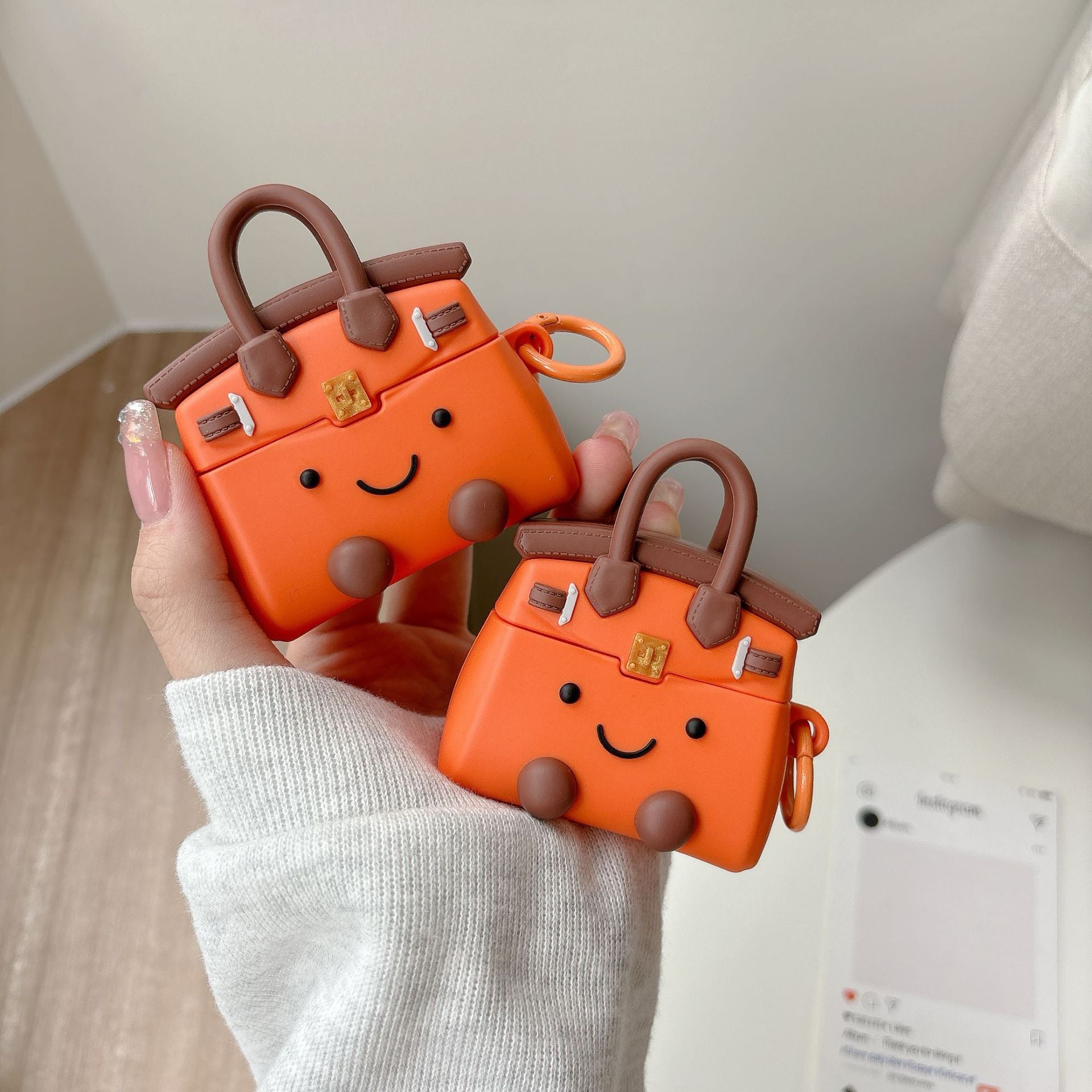Silicone Smiley Face AirPods Case with Hook
