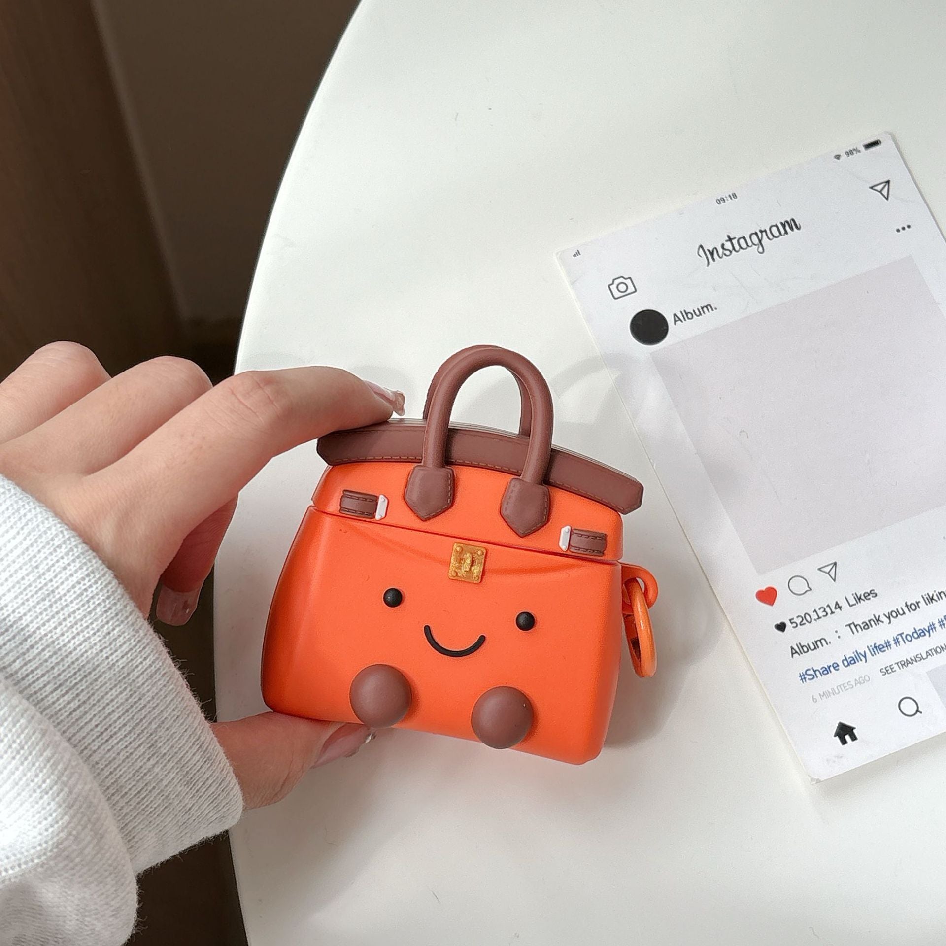 Silicone Smiley Face AirPods Case with Hook