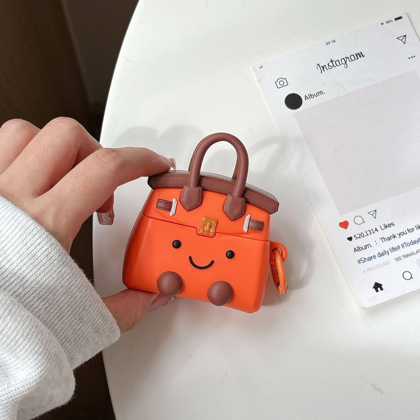 Silicone Smiley Face AirPods Case with Hook