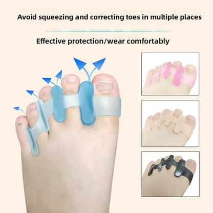 silicone thumb valgus correction day and night overlapping toe separator SEBS double hole toe divider