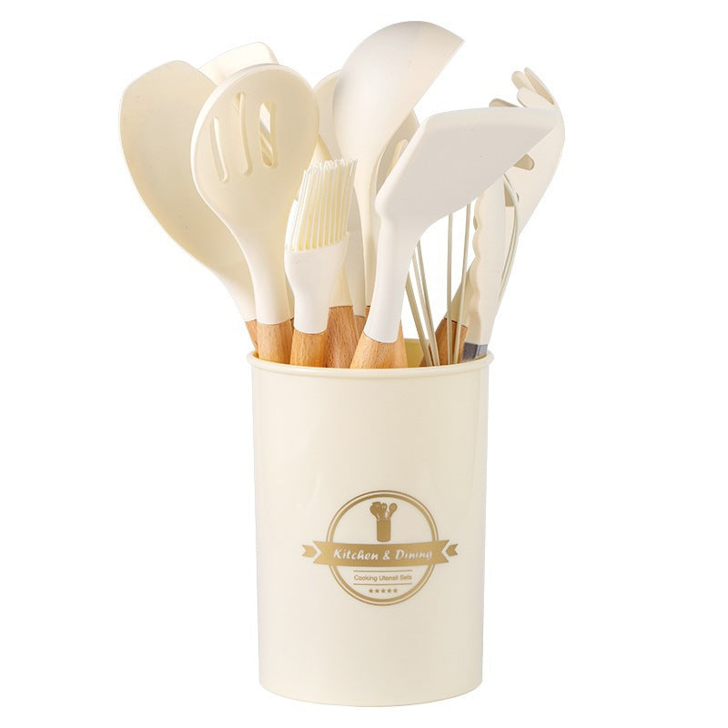 Silicone Wooden Handle Kitchen Utensil Set