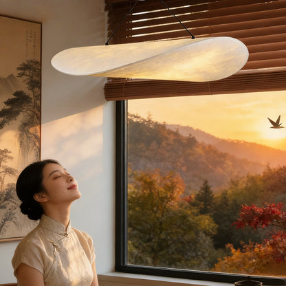 Silk Chandelier with Adjustable Lighting