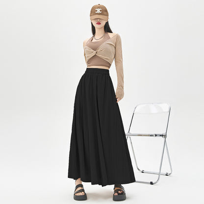 Silk cotton linen summer high-waisted slimming skirt for women