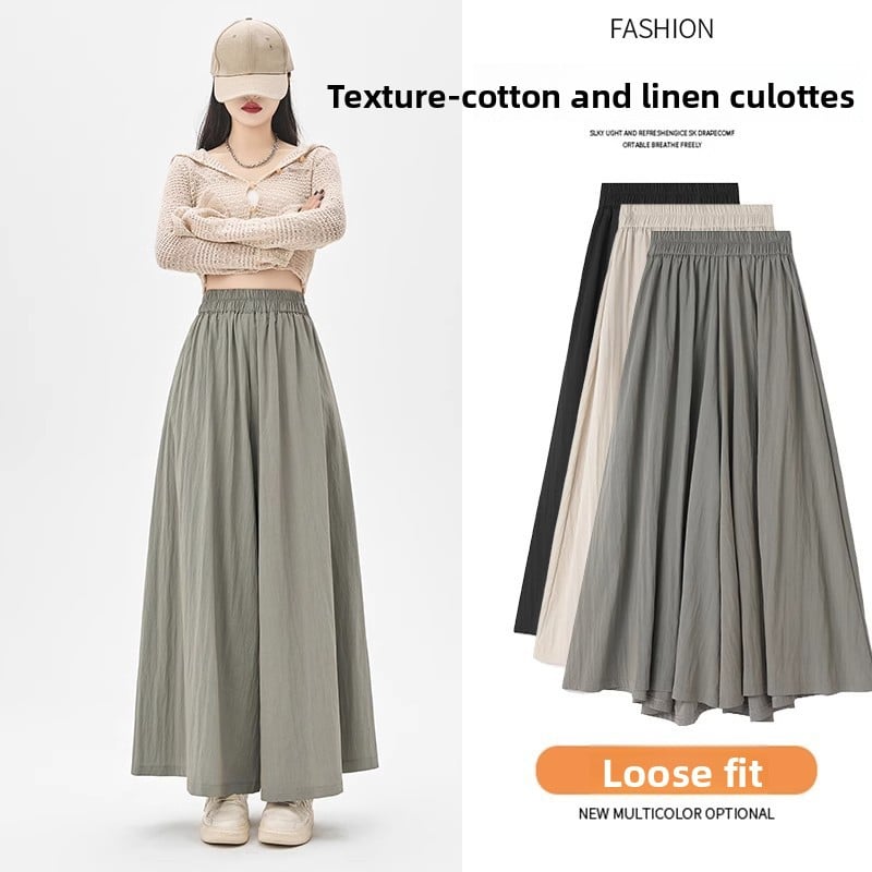 Silk cotton linen summer high-waisted slimming skirt for women