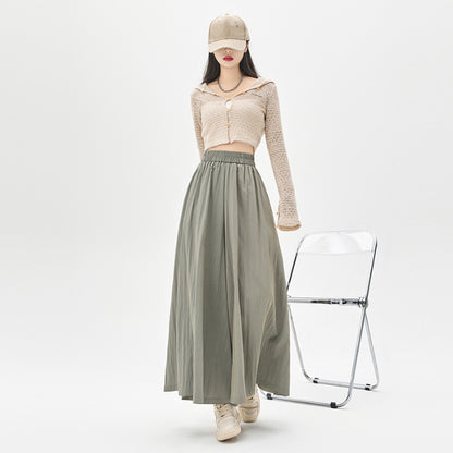 Silk cotton linen summer high-waisted slimming skirt for women