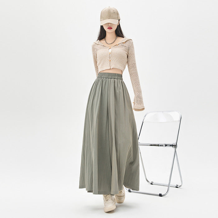 Silk cotton linen summer high-waisted slimming skirt for women