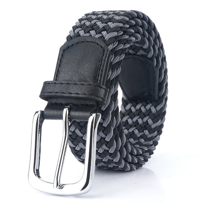 Silk Elastic Woven Canvas Belt with Alloy Buckle