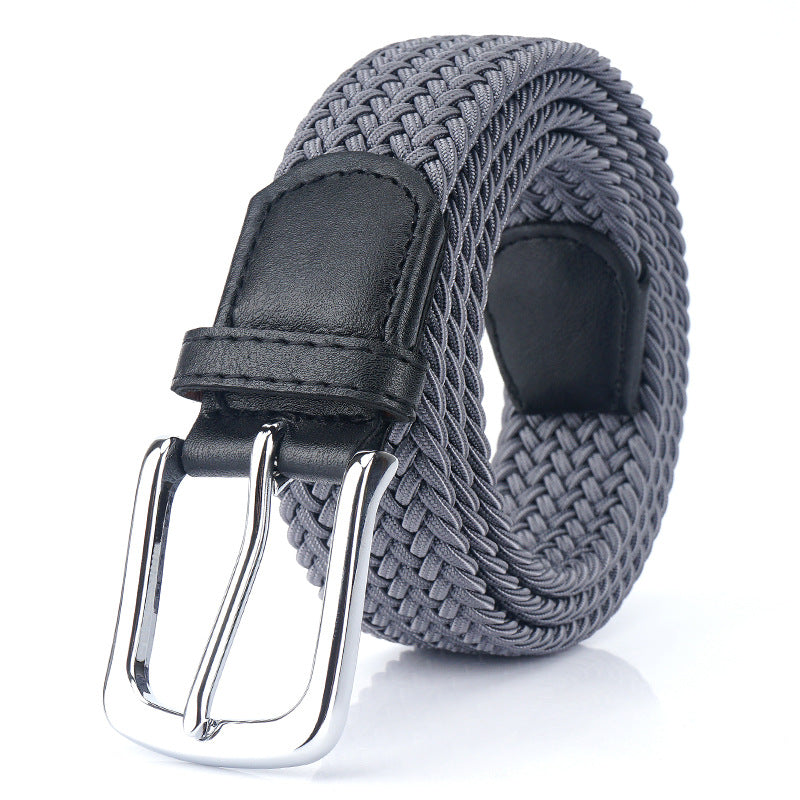 Silk Elastic Woven Canvas Belt with Alloy Buckle