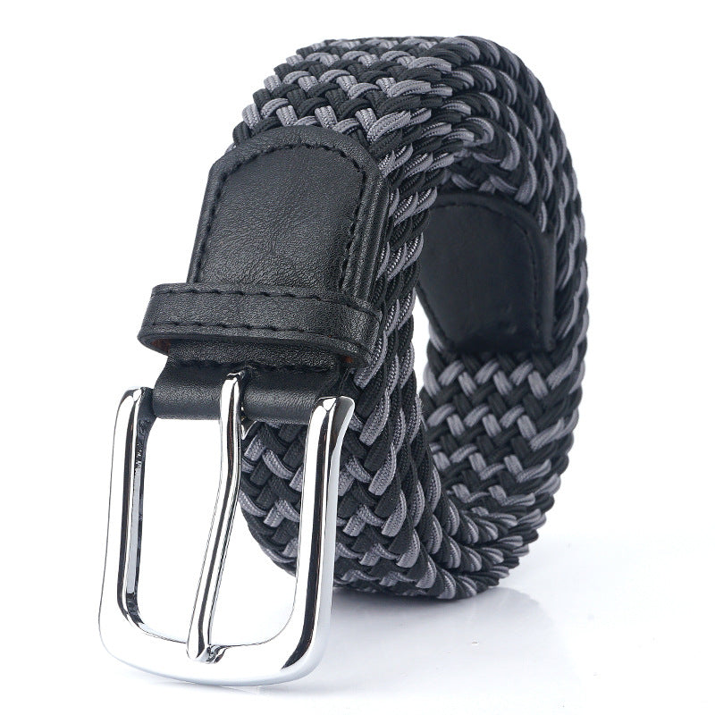 Silk Elastic Woven Canvas Belt with Alloy Buckle
