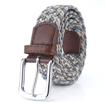 Silk Elastic Woven Canvas Belt with Alloy Buckle