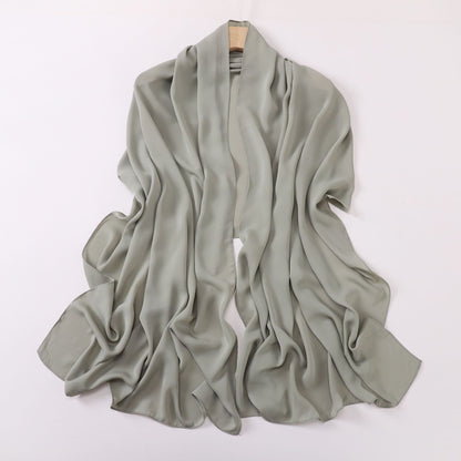 Silk-like long scarf