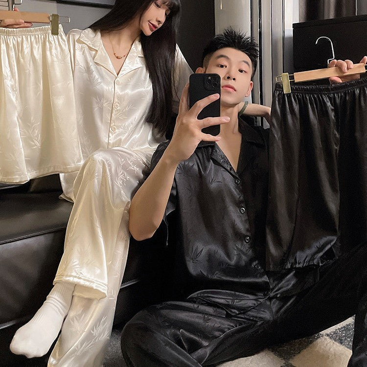 Silk Loungewear Set Long Sleeve Pajamas