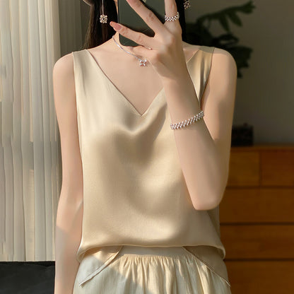 Silk satin double-shoulder strap women's dress