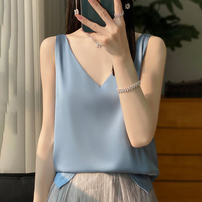 Silk satin double-shoulder strap women's dress