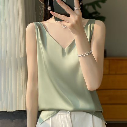 Silk satin double-shoulder strap women's dress