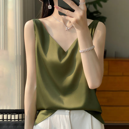 Silk satin double-shoulder strap women's dress