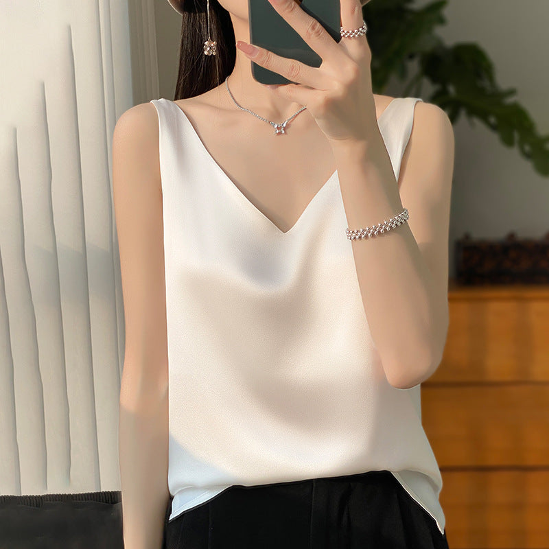 Silk satin double-shoulder strap women's dress