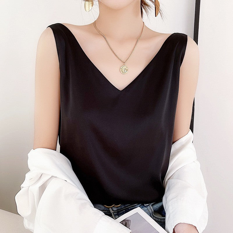 Silk satin double-shoulder strap women's dress