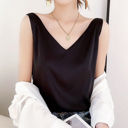 Silk satin double-shoulder strap women's dress