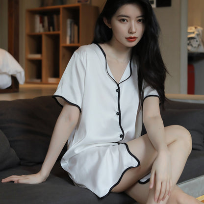 Silk Solid Color Short Sleeve Cardigan